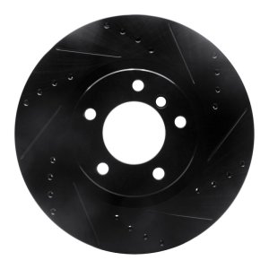 BMW M3 Brake Rotor (1) - Front - R1 Concepts - Drilled & Slotted - Black - `95-`02